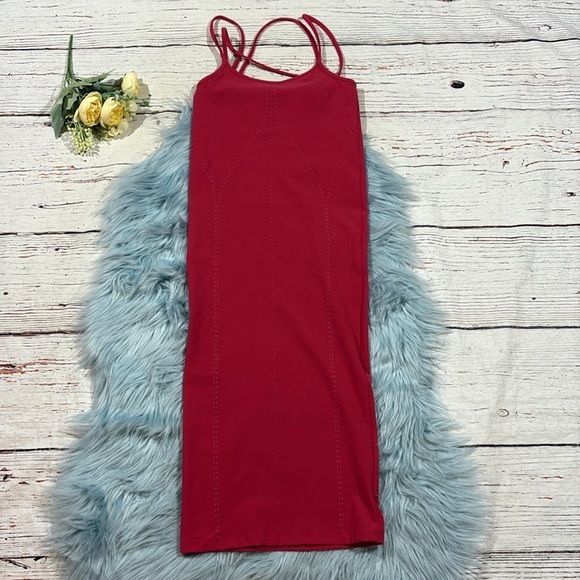 Dion Lee x Carbon38 Seamless Mesh Athletic‎ Pink Contrast bodycon Dress - Picture 2 of 10